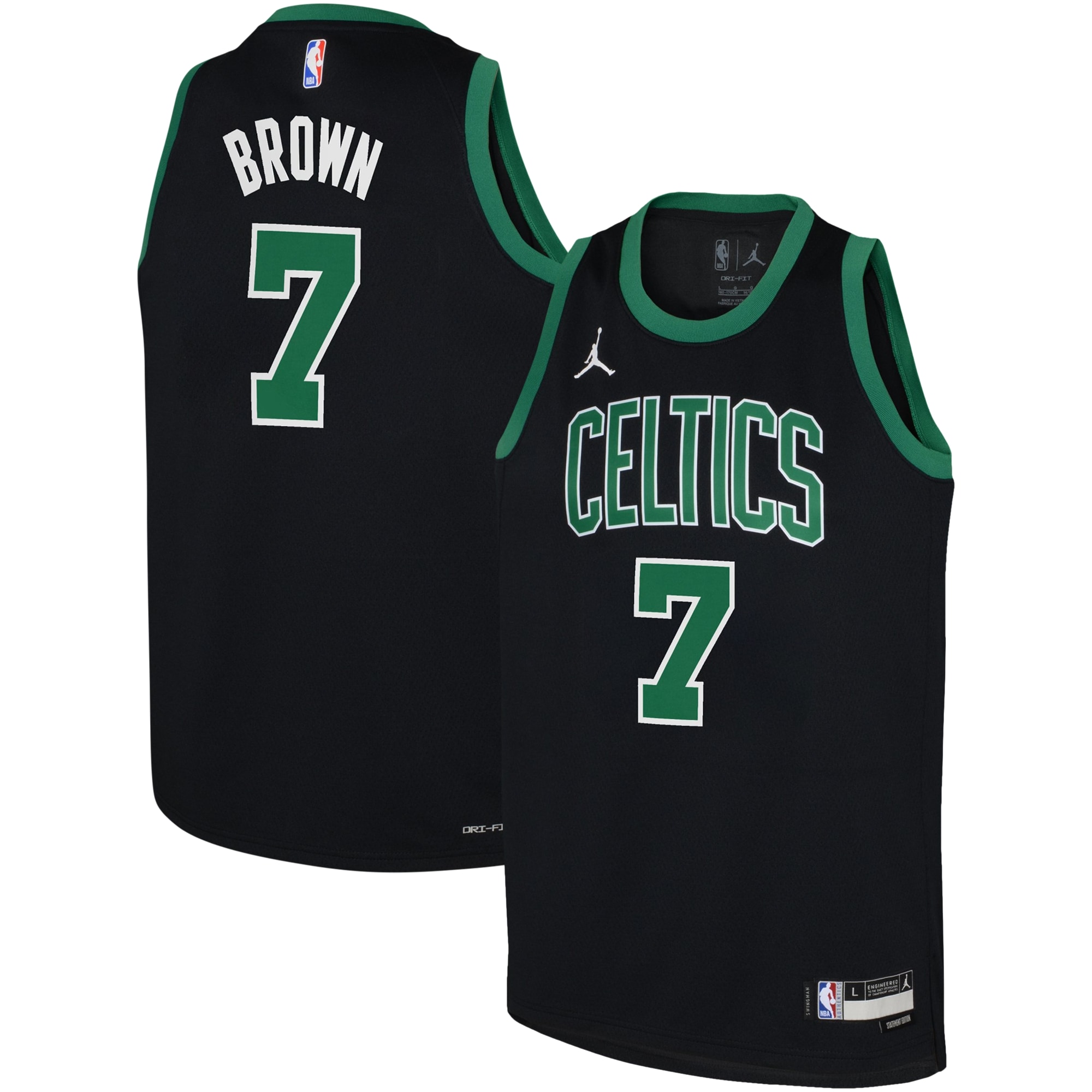 NBA youth boston celtics jaylen brown jordan brand black swingman jersey – statement edition Collection - Official Jerseys & Hats | NBA Store