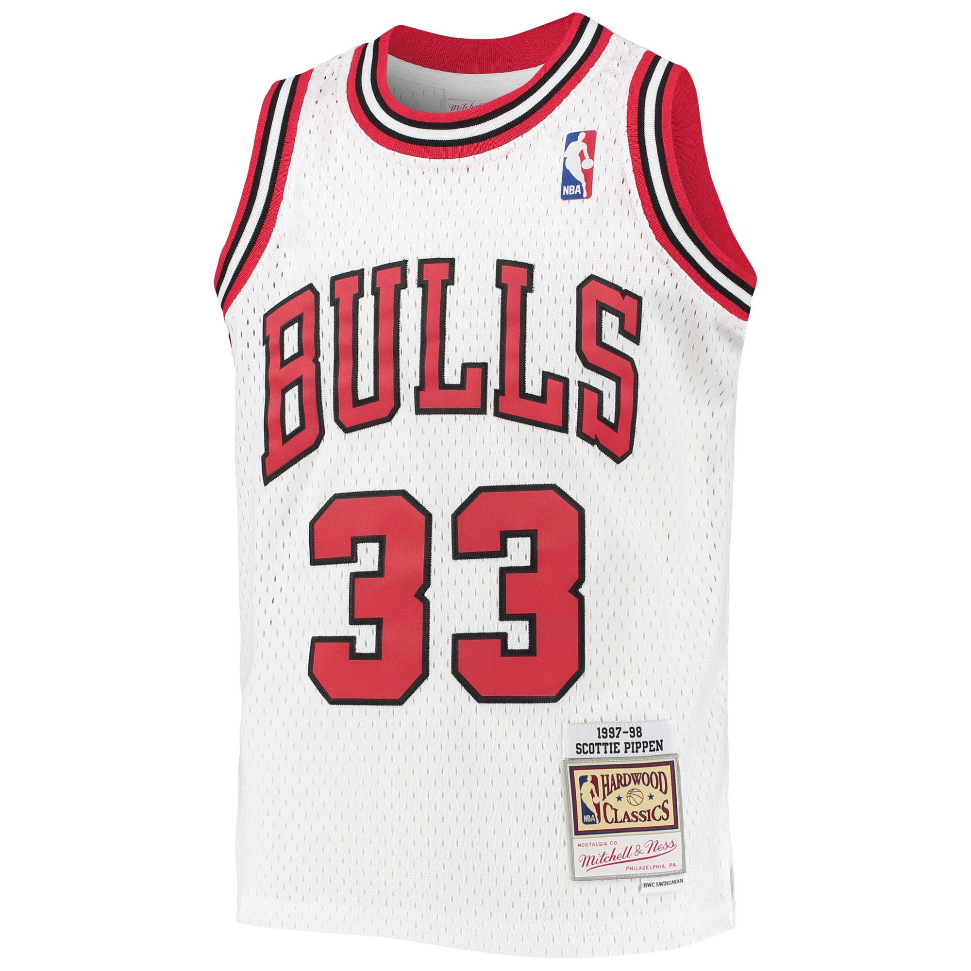 NBA youth chicago bulls scottie pippen mitchell amp ness white 199798 hardwood classics swingman jersey Collection - Official Jerseys & Hats | NBA Store