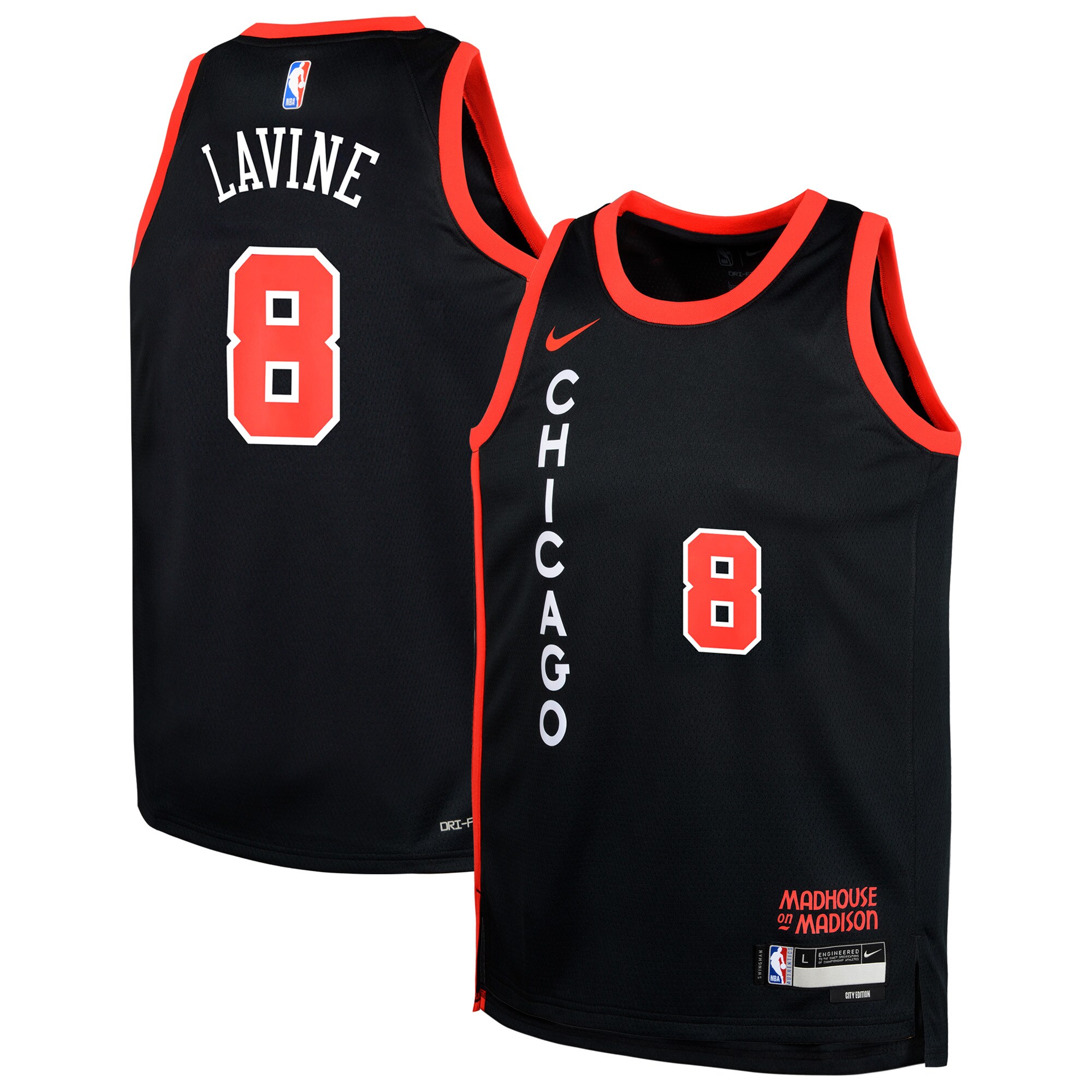 NBA youth chicago bulls zach lavine nike black swingman replica jersey – city edition Collection - Official Jerseys & Hats | NBA Store
