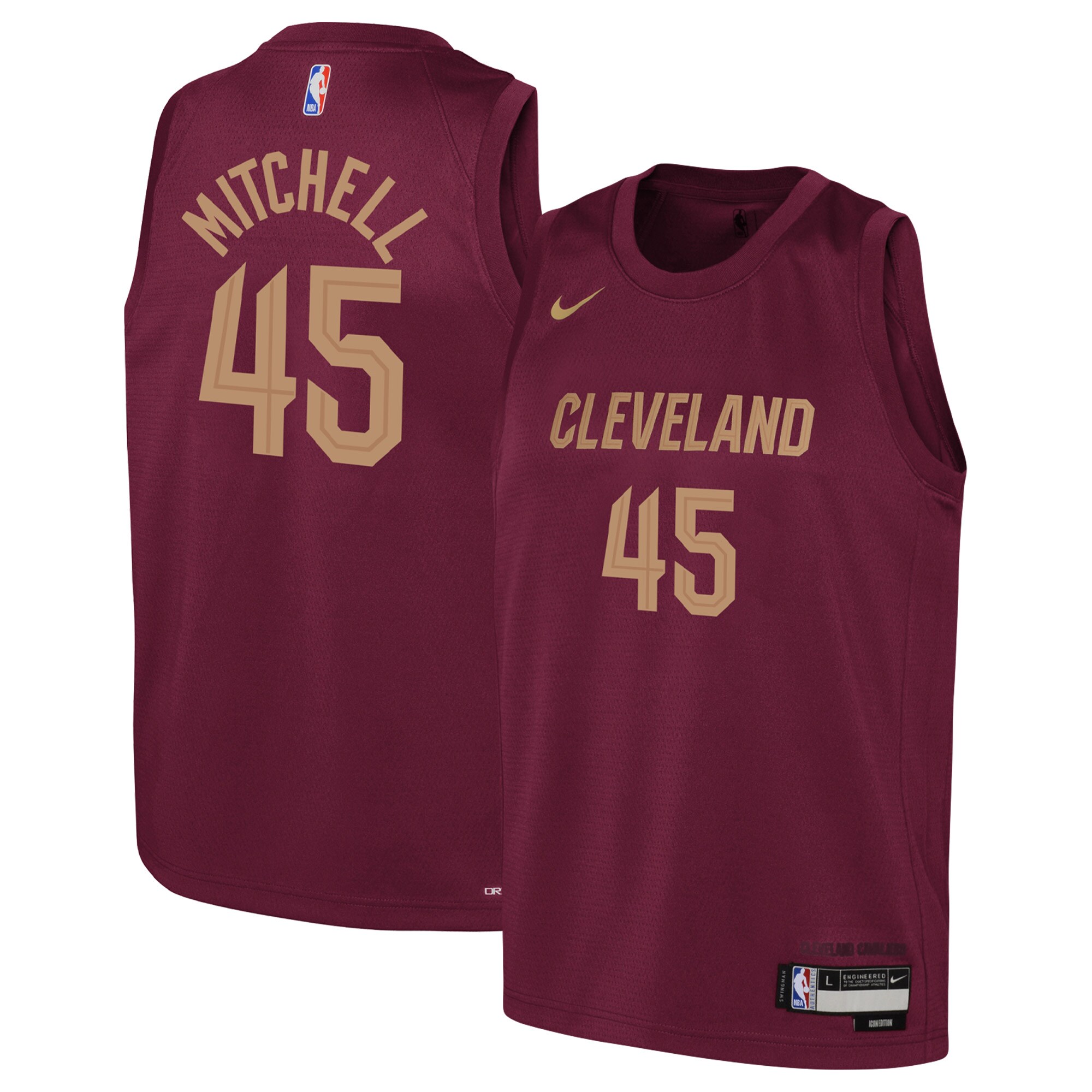 NBA youth cleveland cavaliers donovan mitchell nike wine swingman jersey – icon edition Collection - Official Jerseys & Hats | NBA Store