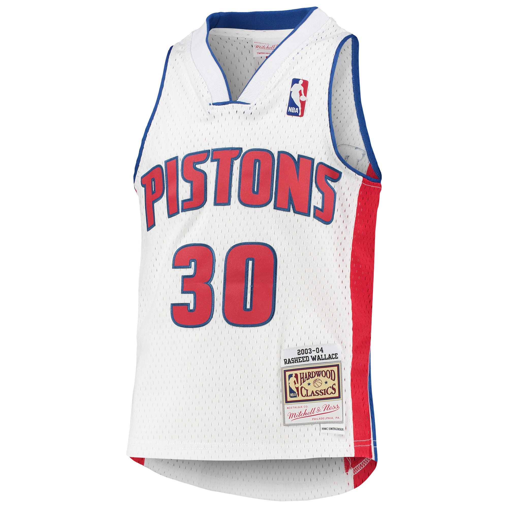 NBA youth detroit pistons rasheed wallace mitchell amp ness white 200304 hardwood classics swingman jersey Collection - Official Jerseys & Hats | NBA Store