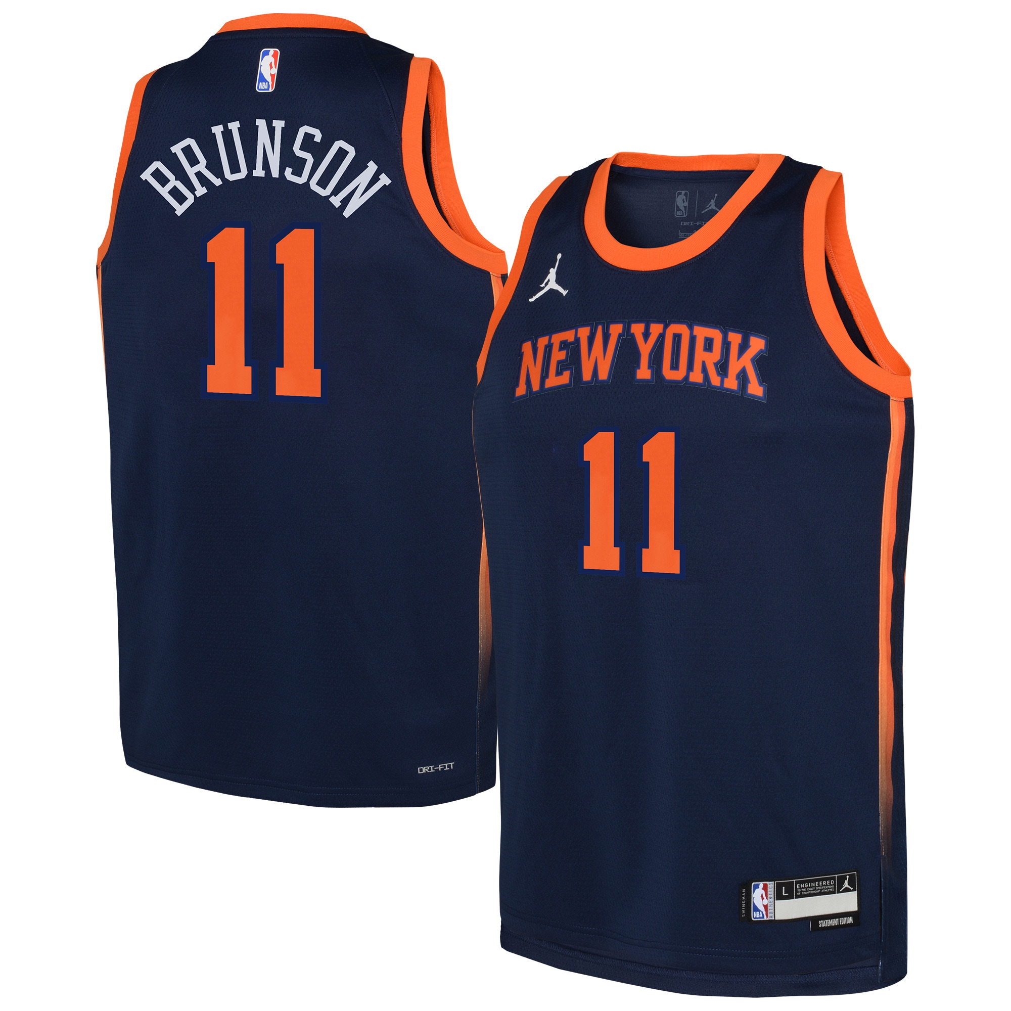 NBA youth new york knicks jalen brunson jordan brand navy swingman jersey – statement edition Collection - Official Jerseys & Hats | NBA Store