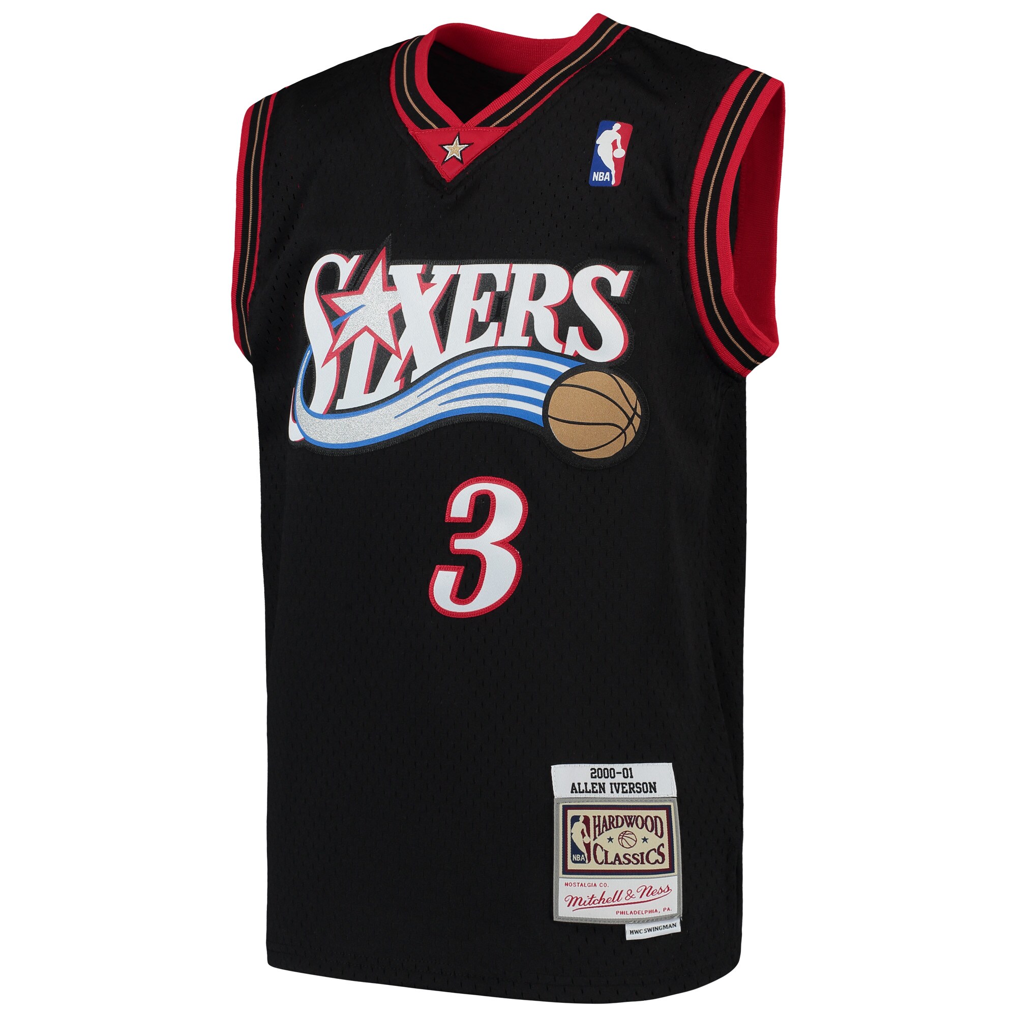 NBA youth philadelphia 76ers allen iverson mitchell amp ness black hardwood classics swingman throwback jersey Collection - Official Jerseys & Hats | NBA Store