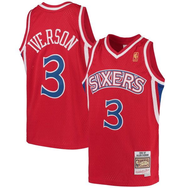 NBA youth philadelphia 76ers allen iverson mitchell amp ness red 199697 hardwood classics swingman throwback jersey Collection - Official Jerseys & Hats | NBA Store