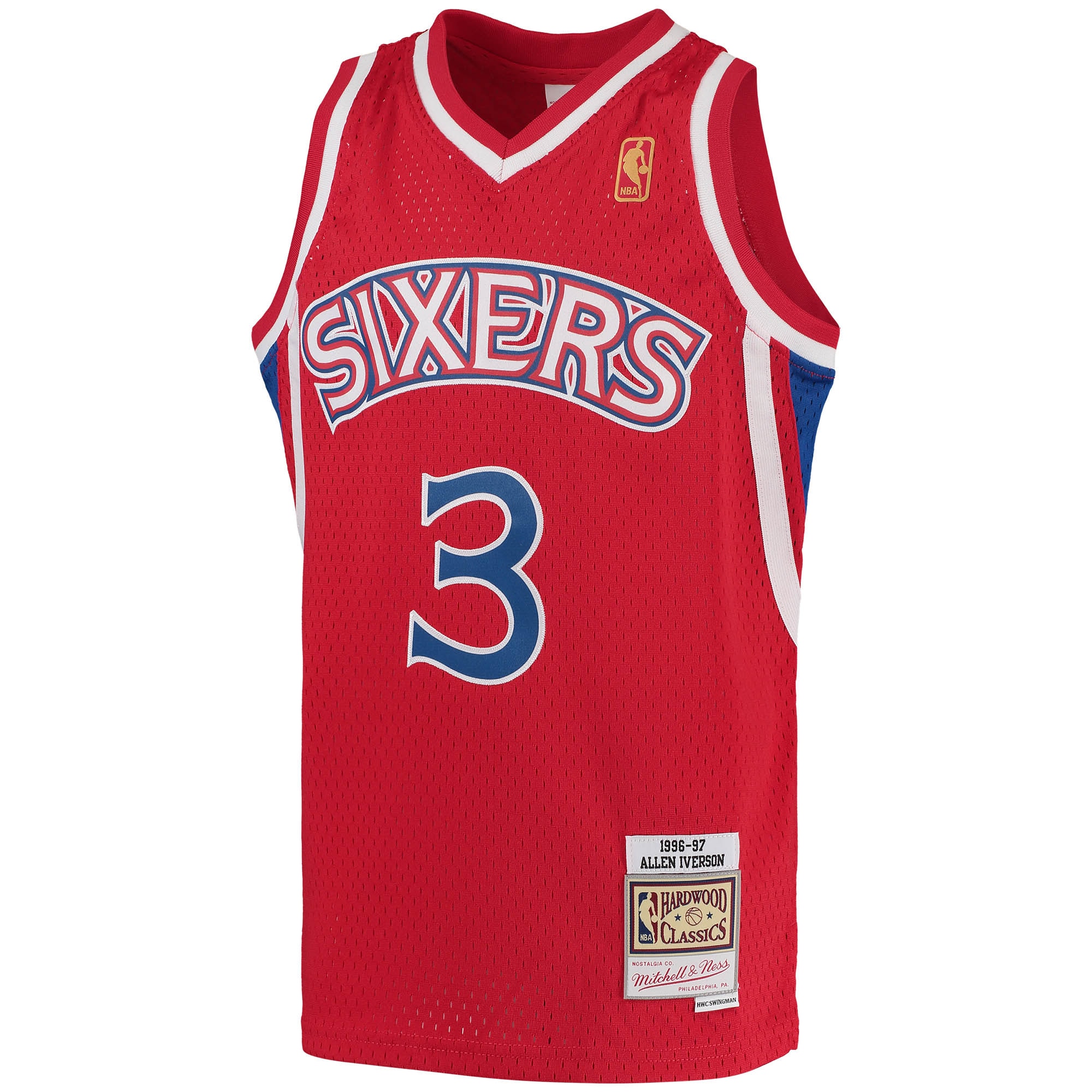 NBA youth philadelphia 76ers allen iverson mitchell amp ness red 199697 hardwood classics swingman throwback jersey Collection - Official Jerseys & Hats | NBA Store