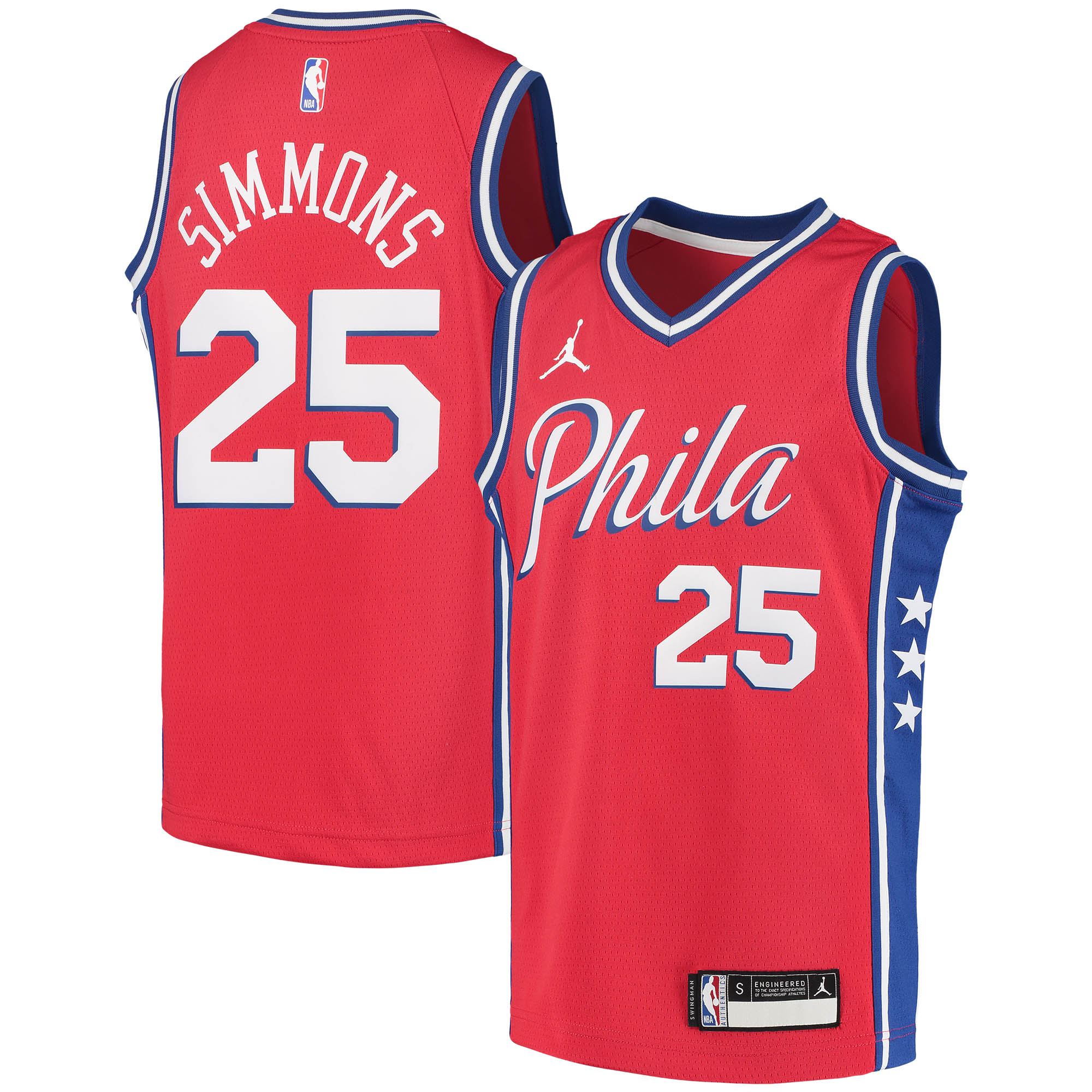 NBA youth philadelphia 76ers ben simmons jordan brand red 202021 swingman player jersey – statement edition Collection - Official Jerseys & Hats | NBA Store
