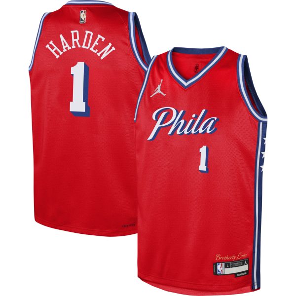 NBA youth philadelphia 76ers james harden jordan brand red swingman jersey – statement edition Collection - Official Jerseys & Hats | NBA Store