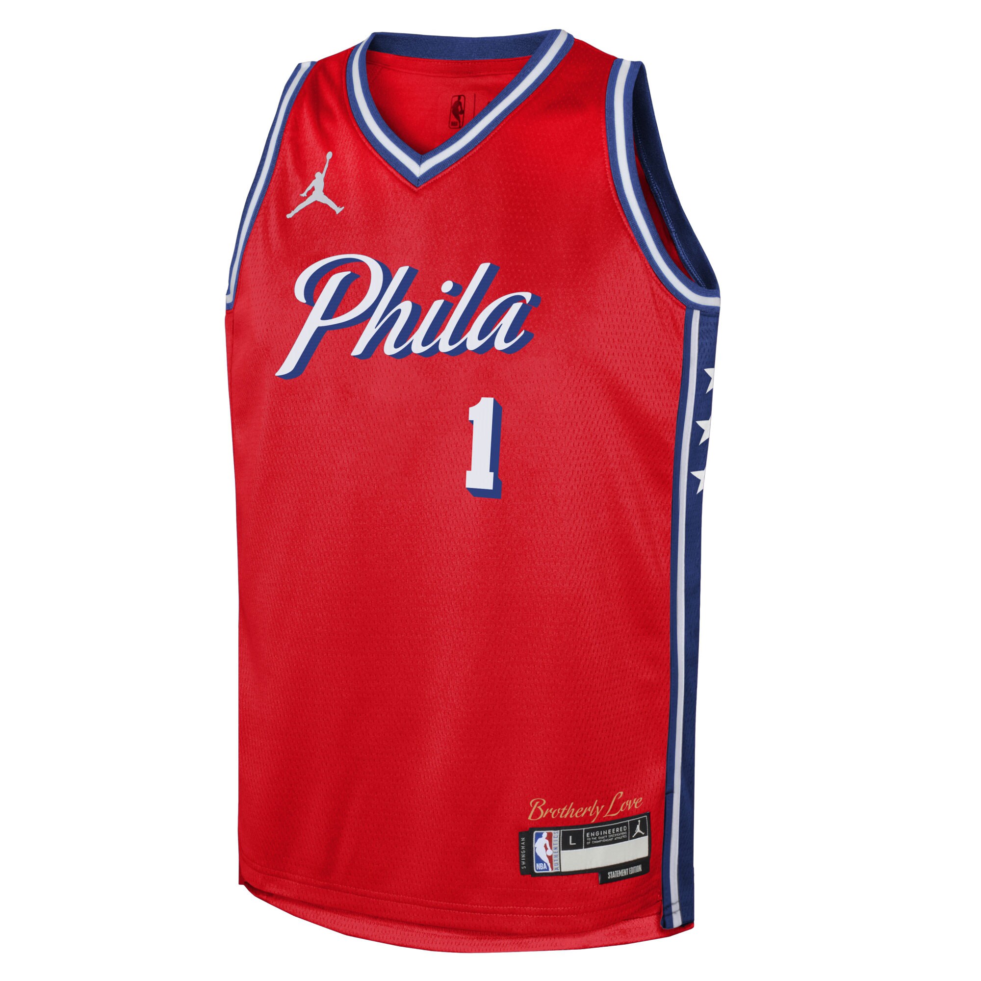 NBA youth philadelphia 76ers james harden jordan brand red swingman jersey – statement edition Collection - Official Jerseys & Hats | NBA Store