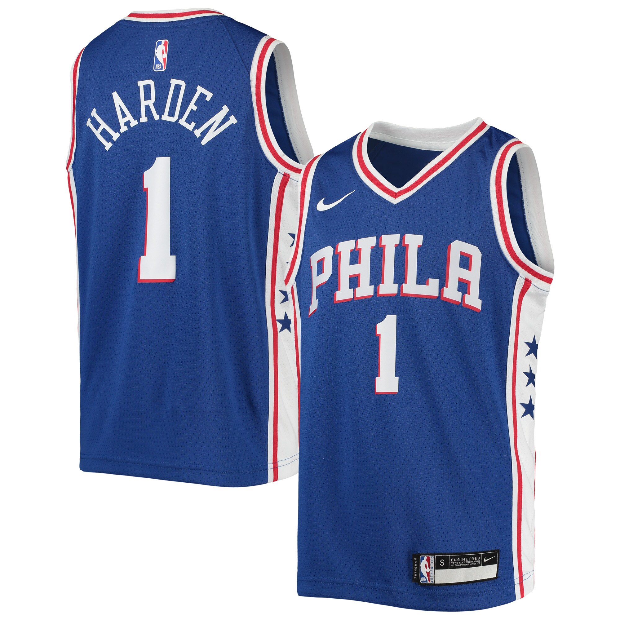 NBA youth philadelphia 76ers james harden nike royal swingman jersey – icon edition Collection - Official Jerseys & Hats | NBA Store