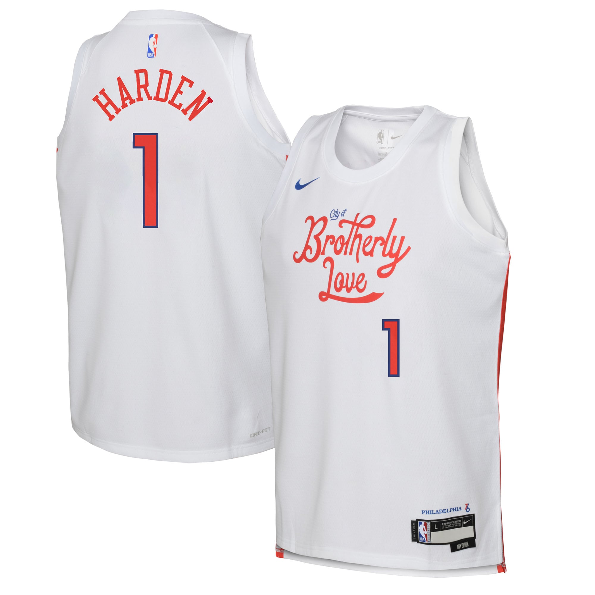 NBA youth philadelphia 76ers james harden nike white 202223 swingman jersey – city edition Collection - Official Jerseys & Hats | NBA Store