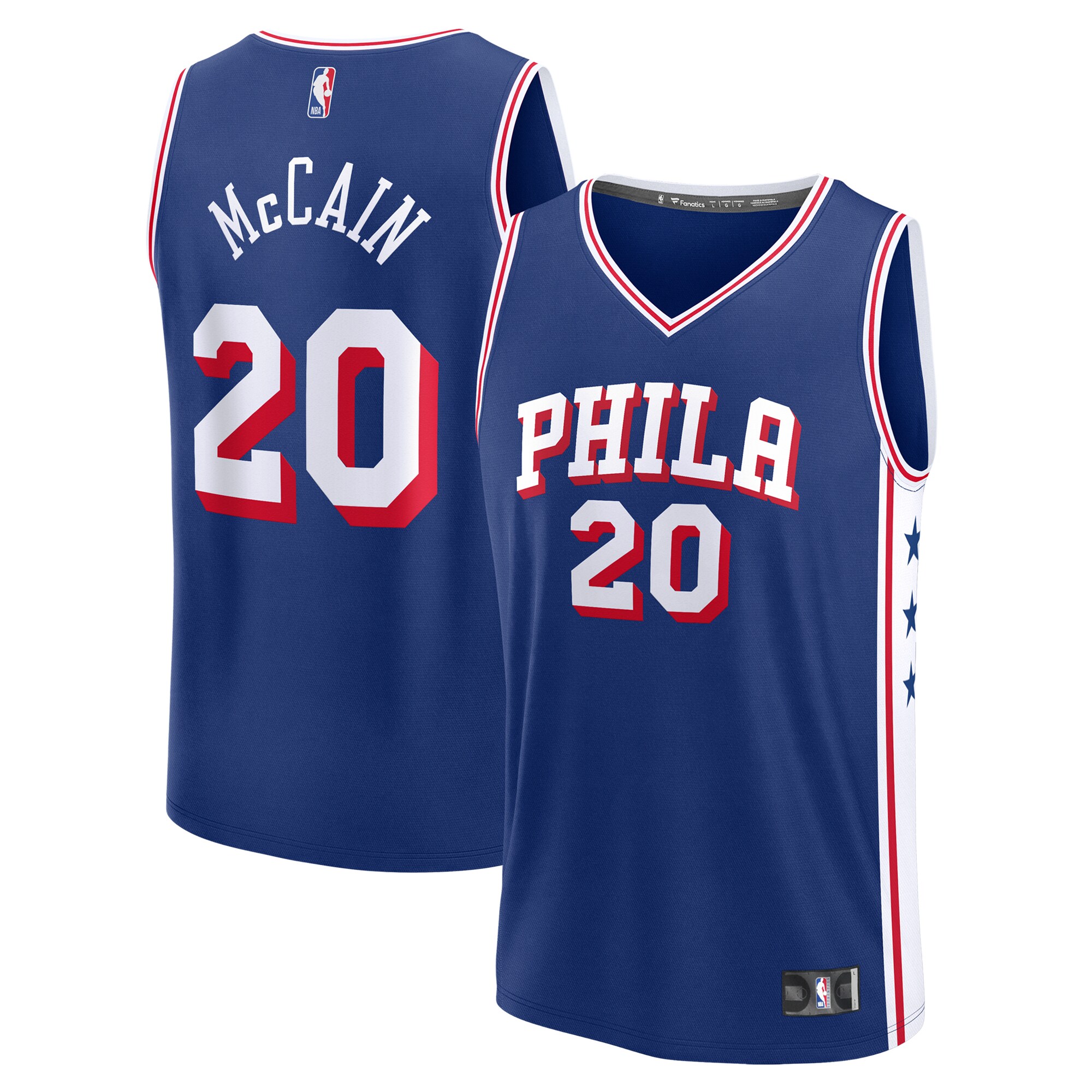 NBA youth philadelphia 76ers jared mccain fanatics royal 2024 nba draft fast break player jersey – icon edition Collection - Official Jerseys & Hats | NBA Store