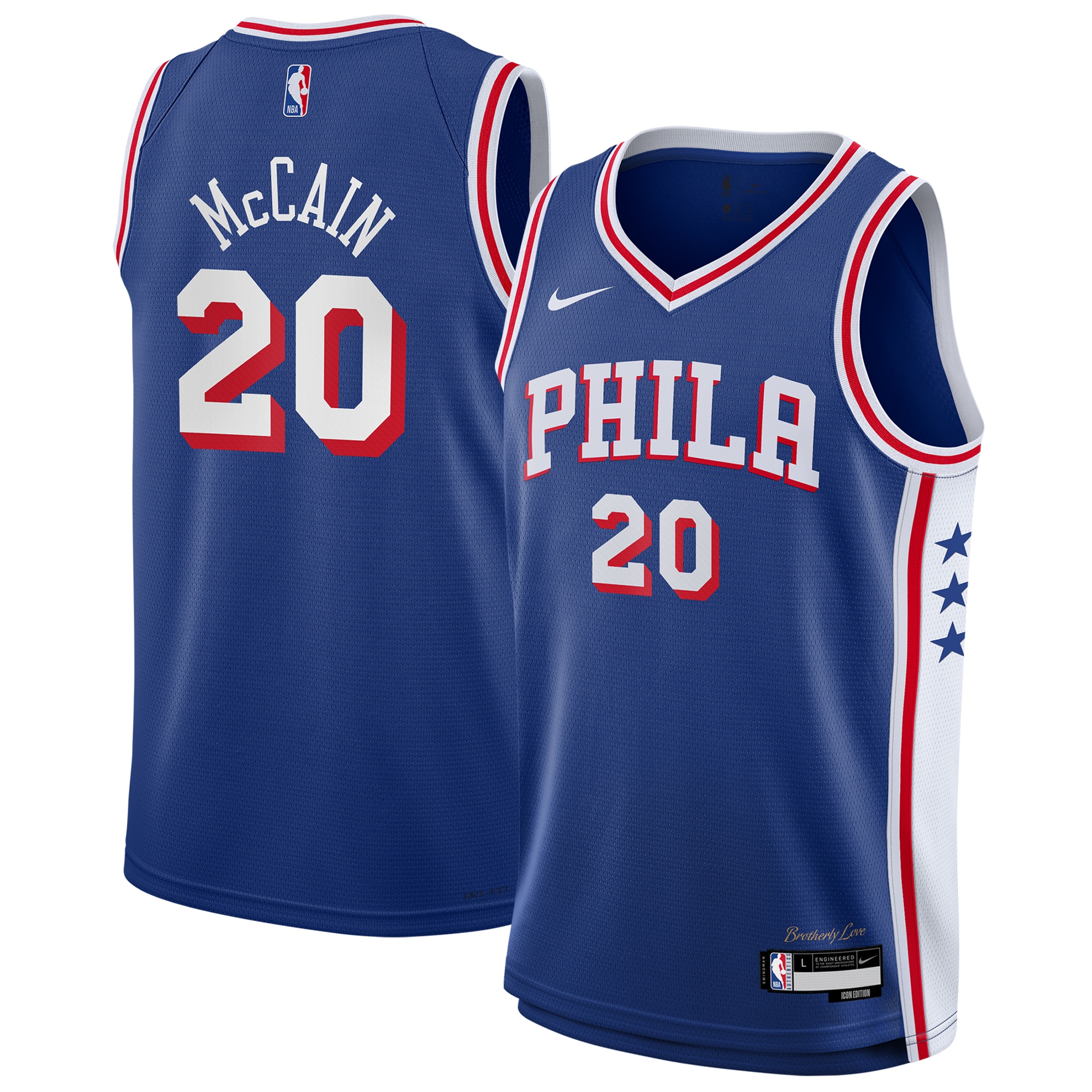 NBA youth philadelphia 76ers jared mccain nike royal swingman jersey – icon edition Collection - Official Jerseys & Hats | NBA Store