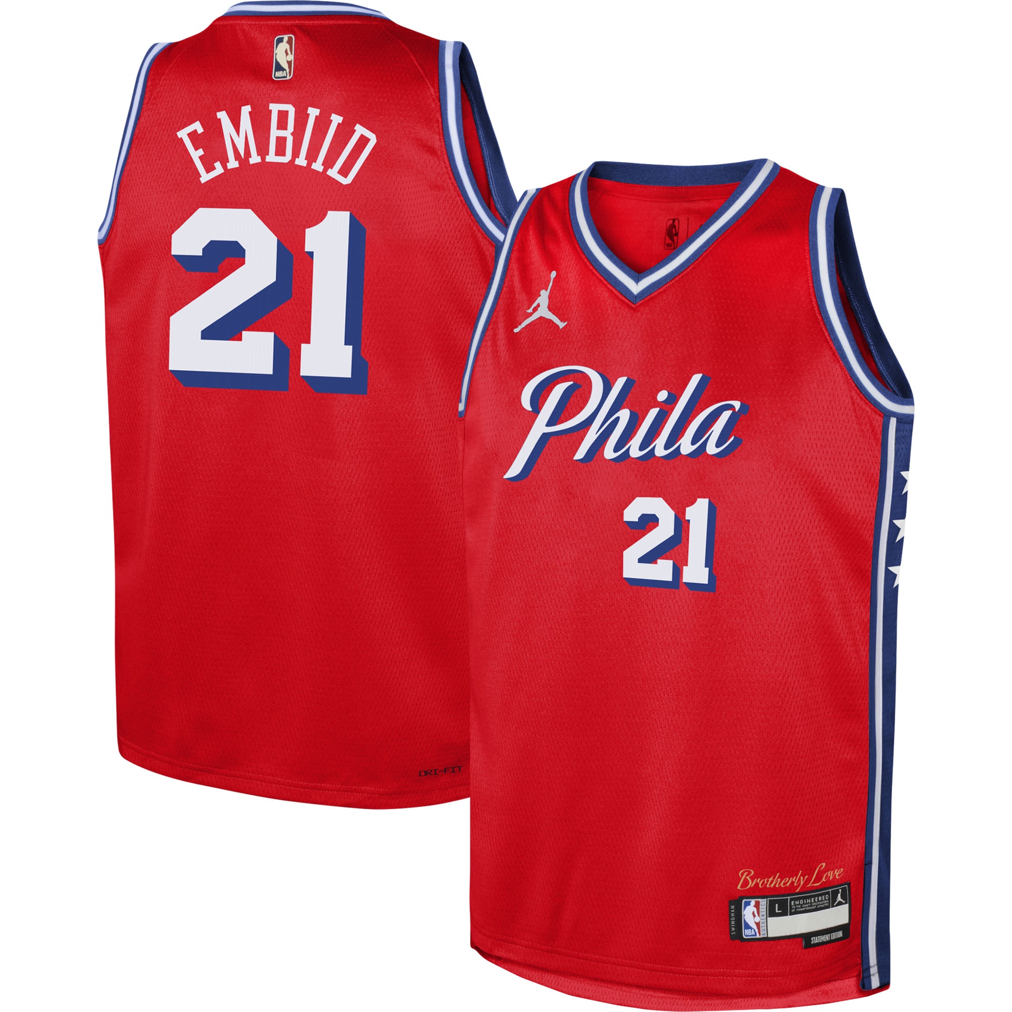 NBA youth philadelphia 76ers joel embiid jordan brand red swingman jersey – statement edition Collection - Official Jerseys & Hats | NBA Store