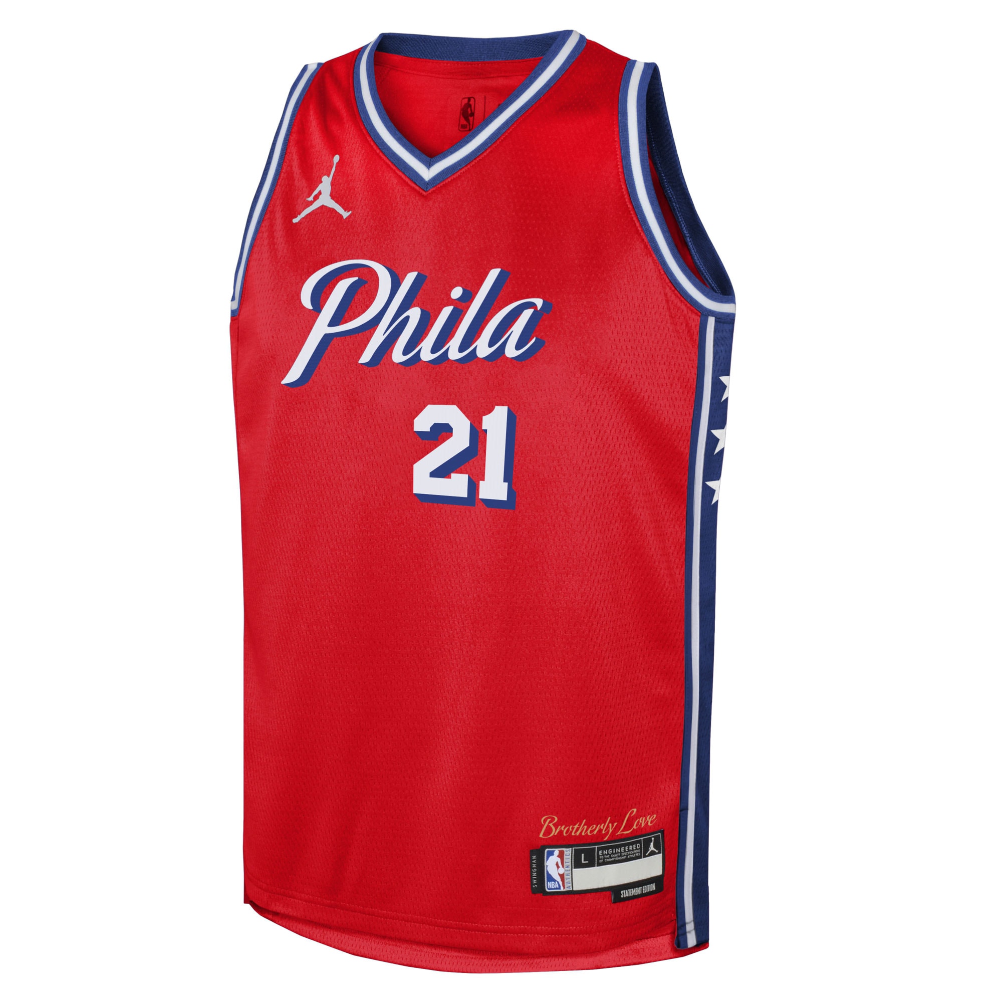 NBA youth philadelphia 76ers joel embiid jordan brand red swingman jersey – statement edition Collection - Official Jerseys & Hats | NBA Store