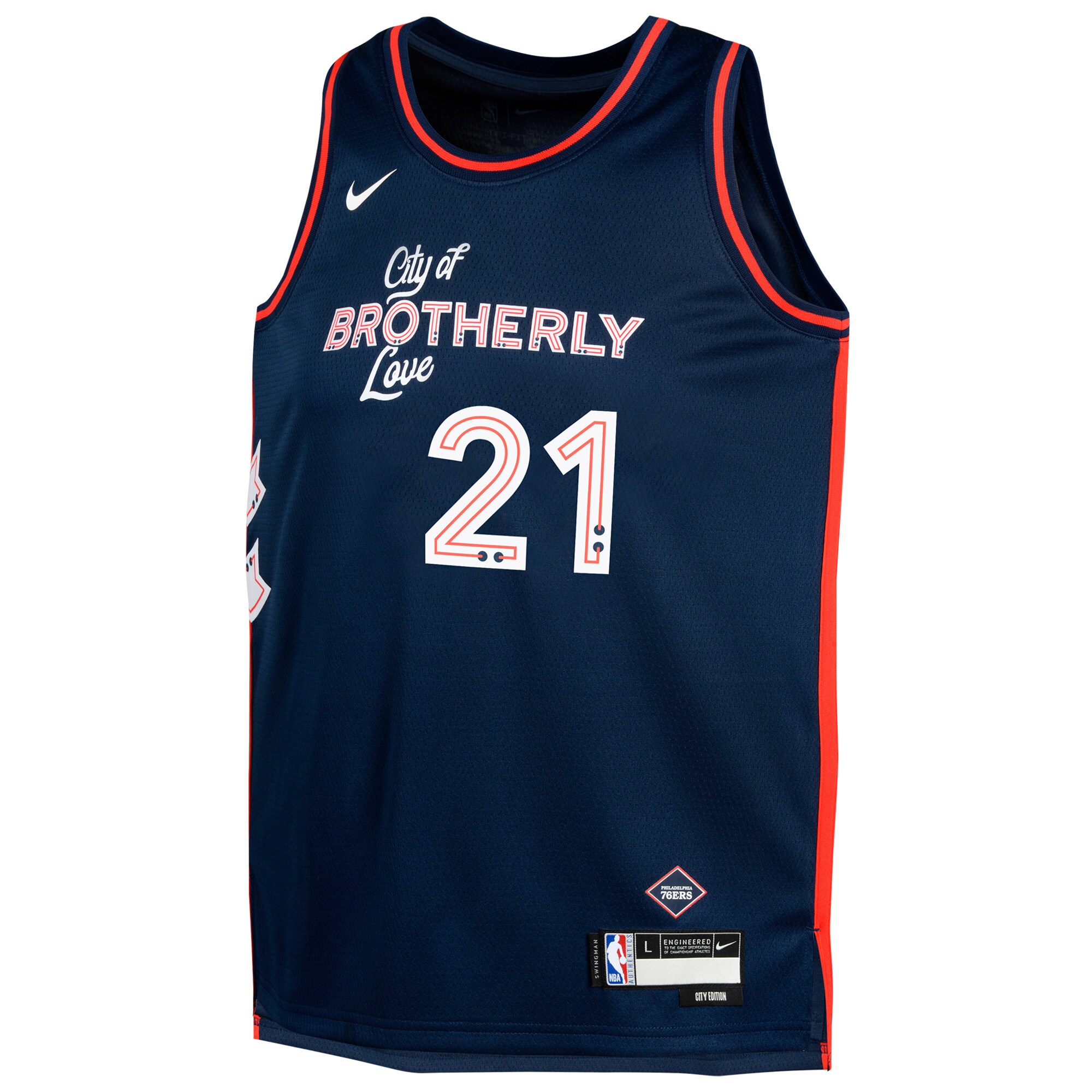 NBA youth philadelphia 76ers joel embiid nike navy swingman replica jersey – city edition Collection - Official Jerseys & Hats | NBA Store