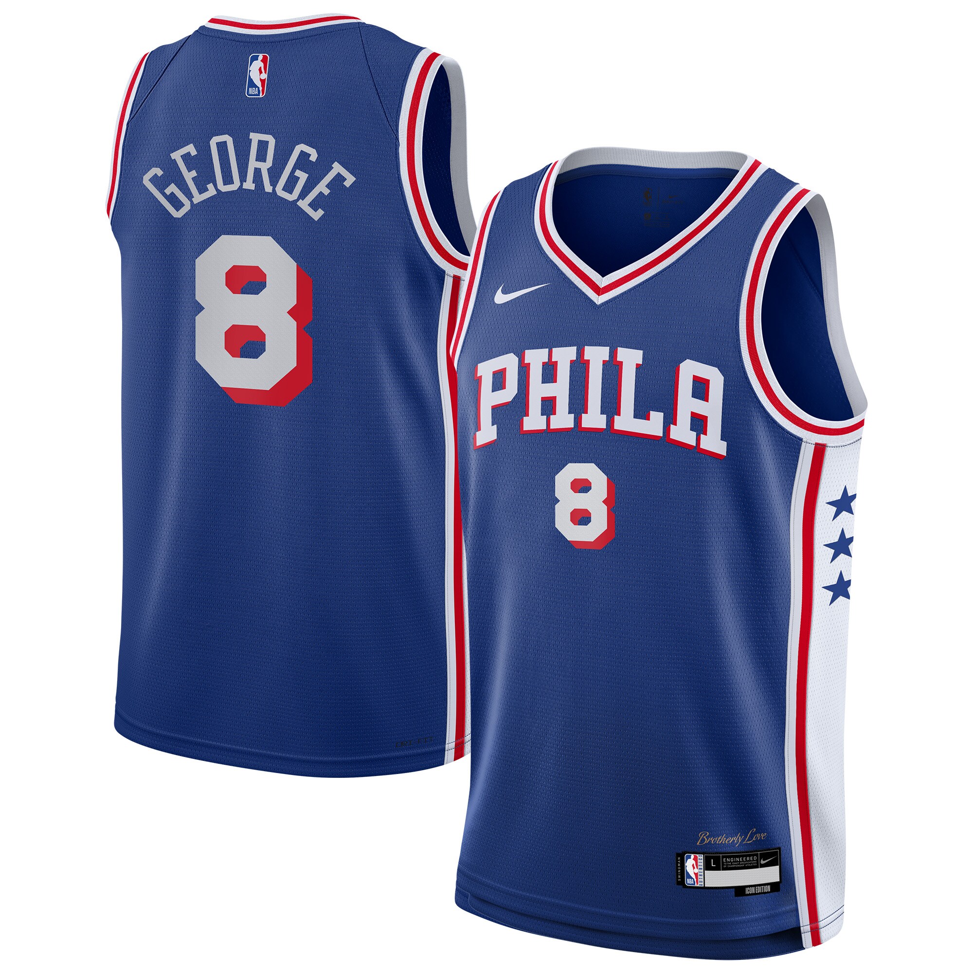 NBA youth philadelphia 76ers paul george nike royal swingman jersey – icon edition Collection - Official Jerseys & Hats | NBA Store