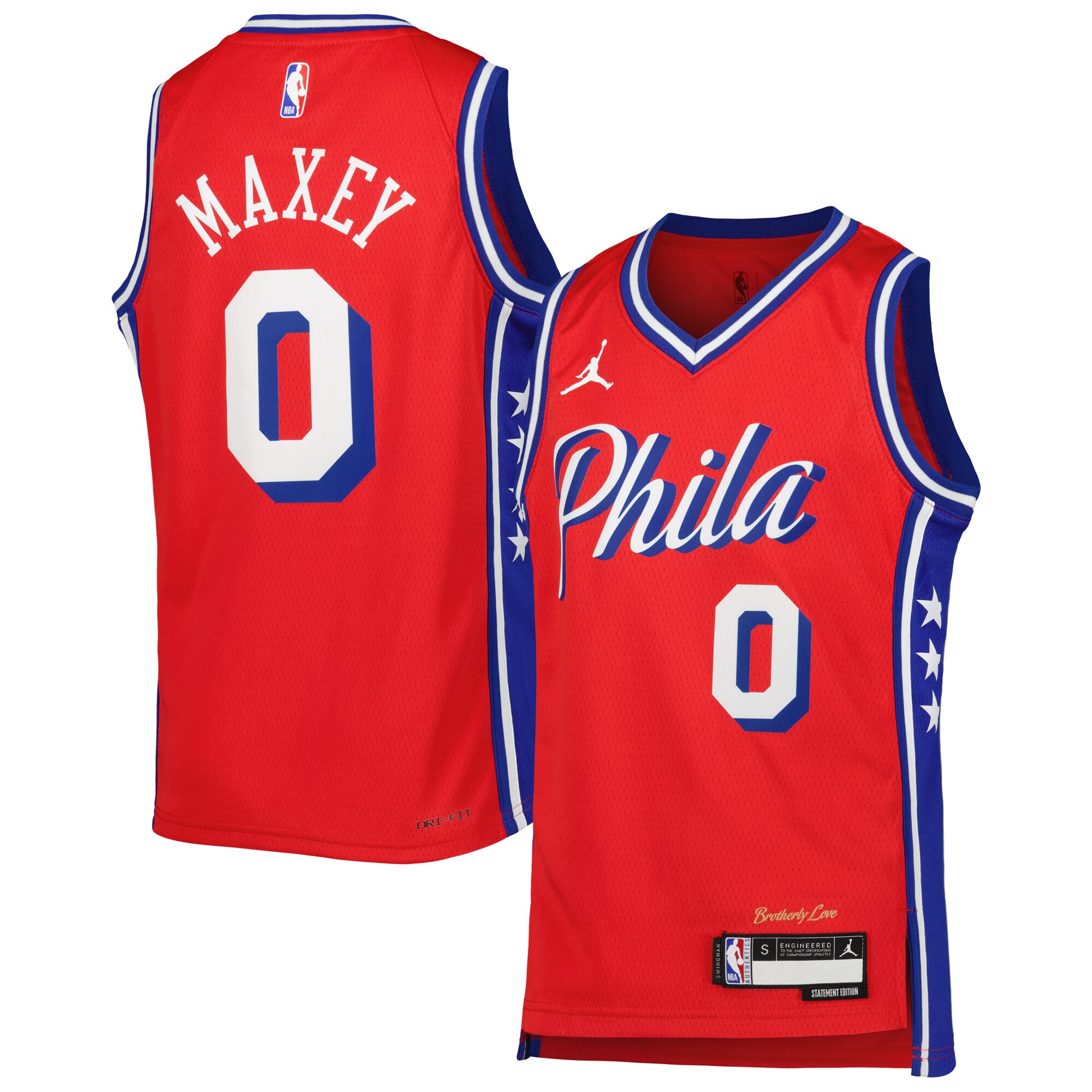 NBA youth philadelphia 76ers tyrese maxey jordan brand red swingman jersey – statement edition Collection - Official Jerseys & Hats | NBA Store