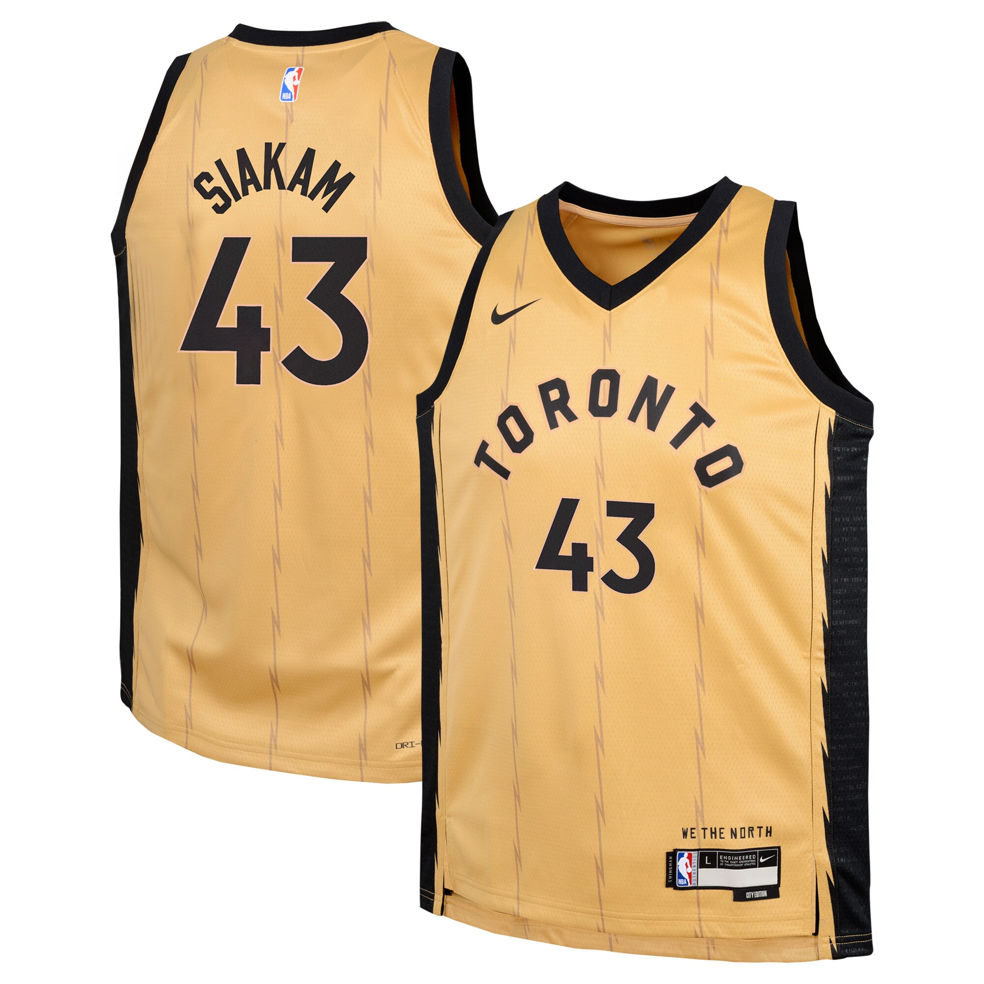 NBA youth toronto raptors pascal siakam nike gold swingman replica jersey – city edition Collection - Official Jerseys & Hats | NBA Store