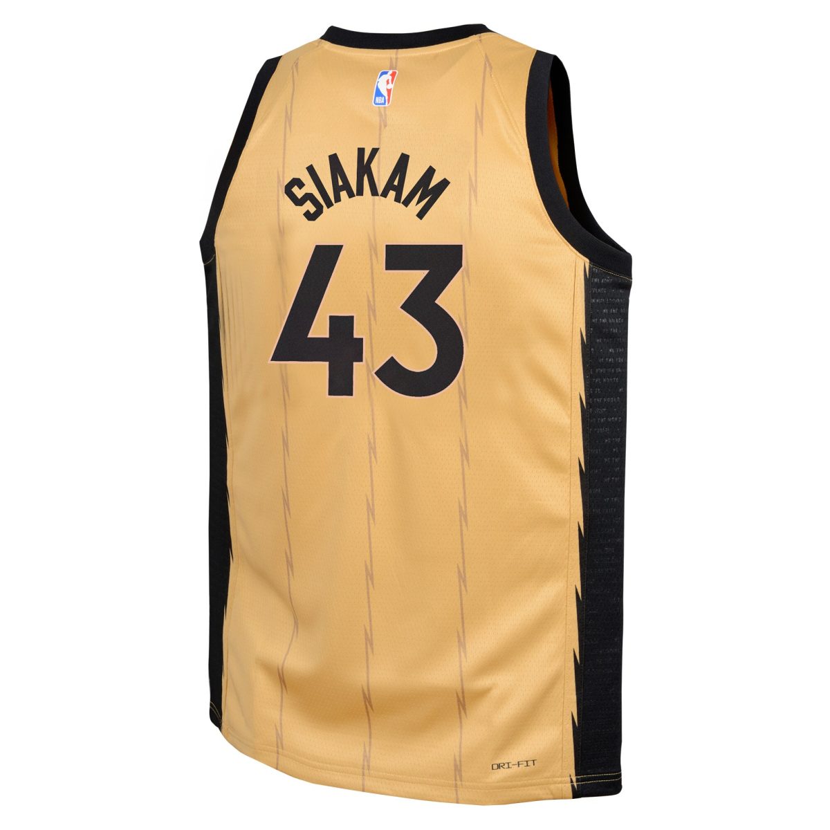 NBA youth toronto raptors pascal siakam nike gold swingman replica jersey – city edition Collection - Official Jerseys & Hats | NBA Store