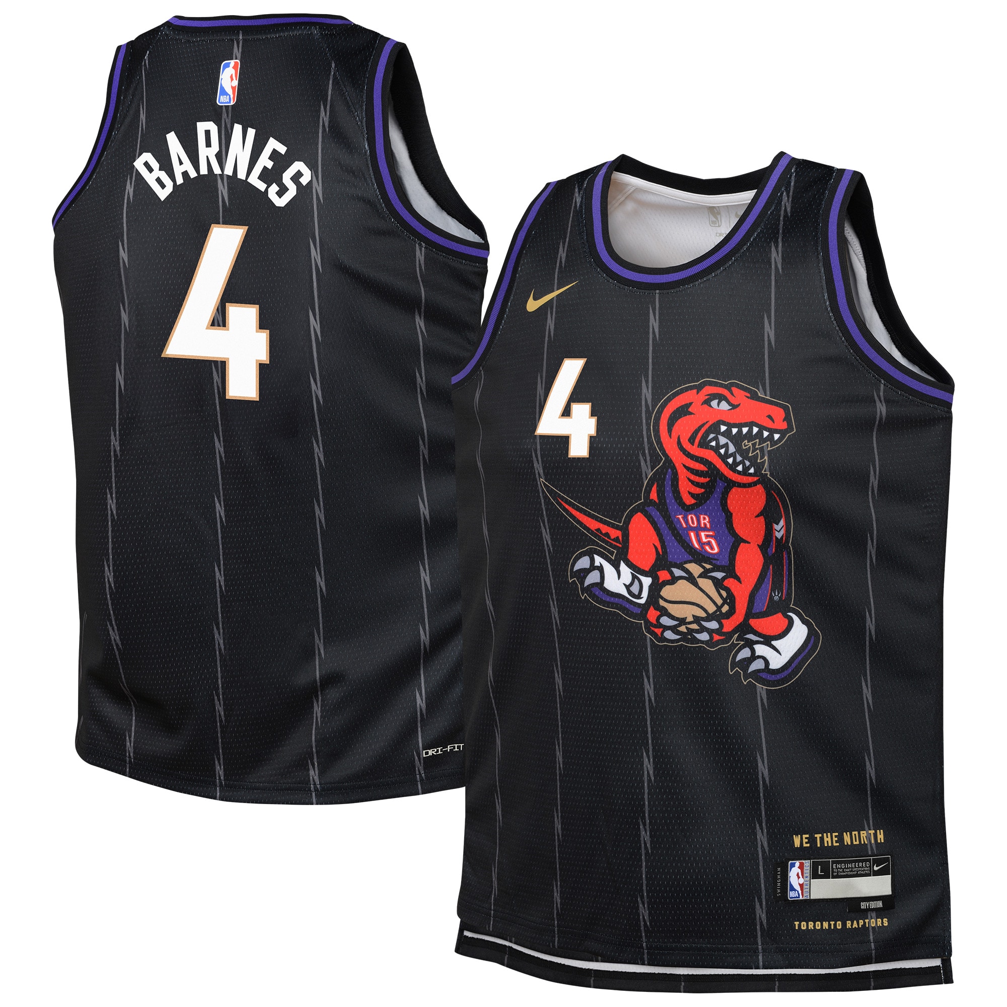 NBA youth toronto raptors scottie barnes nike black 202425 swingman player jersey – city edition Collection - Official Jerseys & Hats | NBA Store