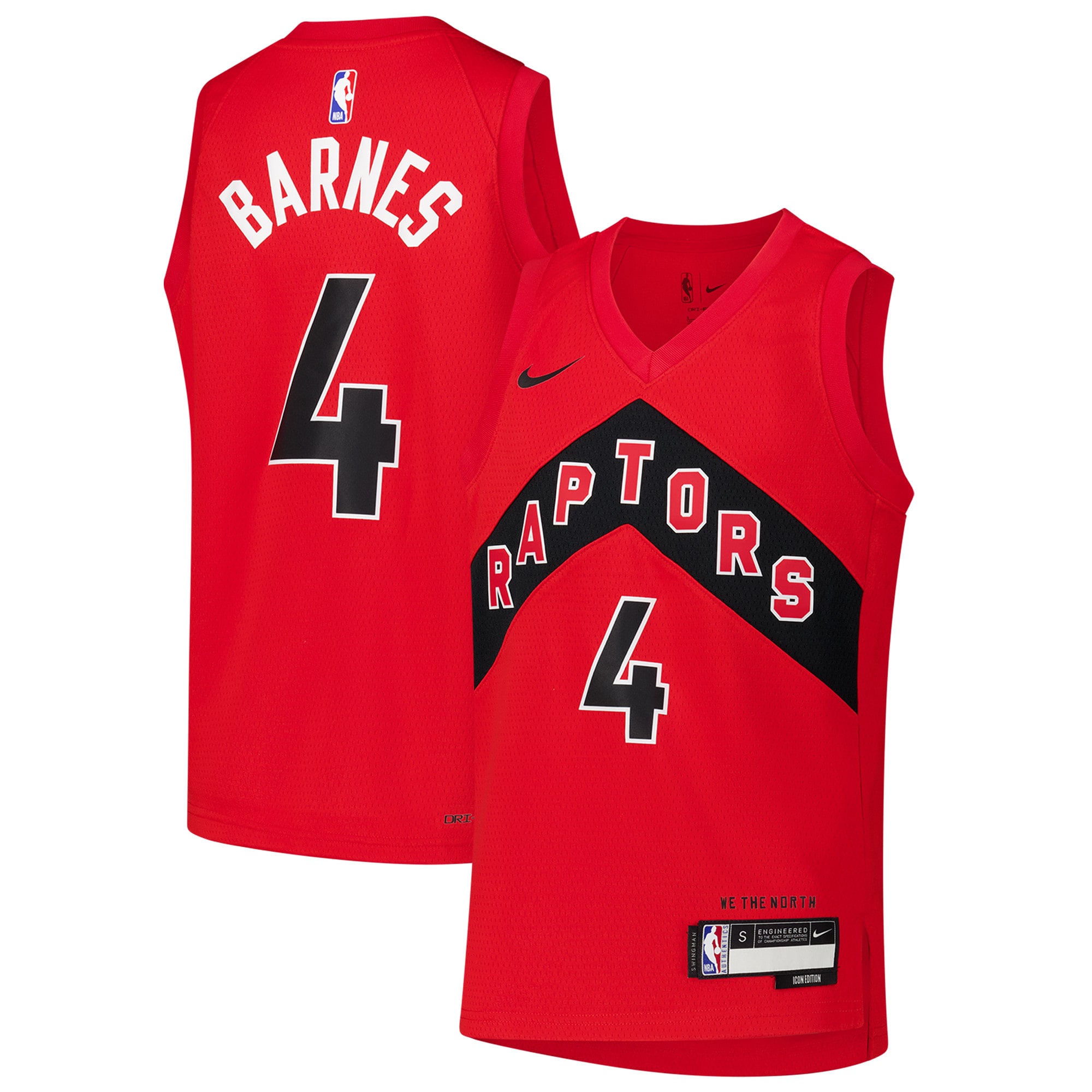 NBA youth toronto raptors scottie barnes nike red swingman jersey – icon edition Collection - Official Jerseys & Hats | NBA Store