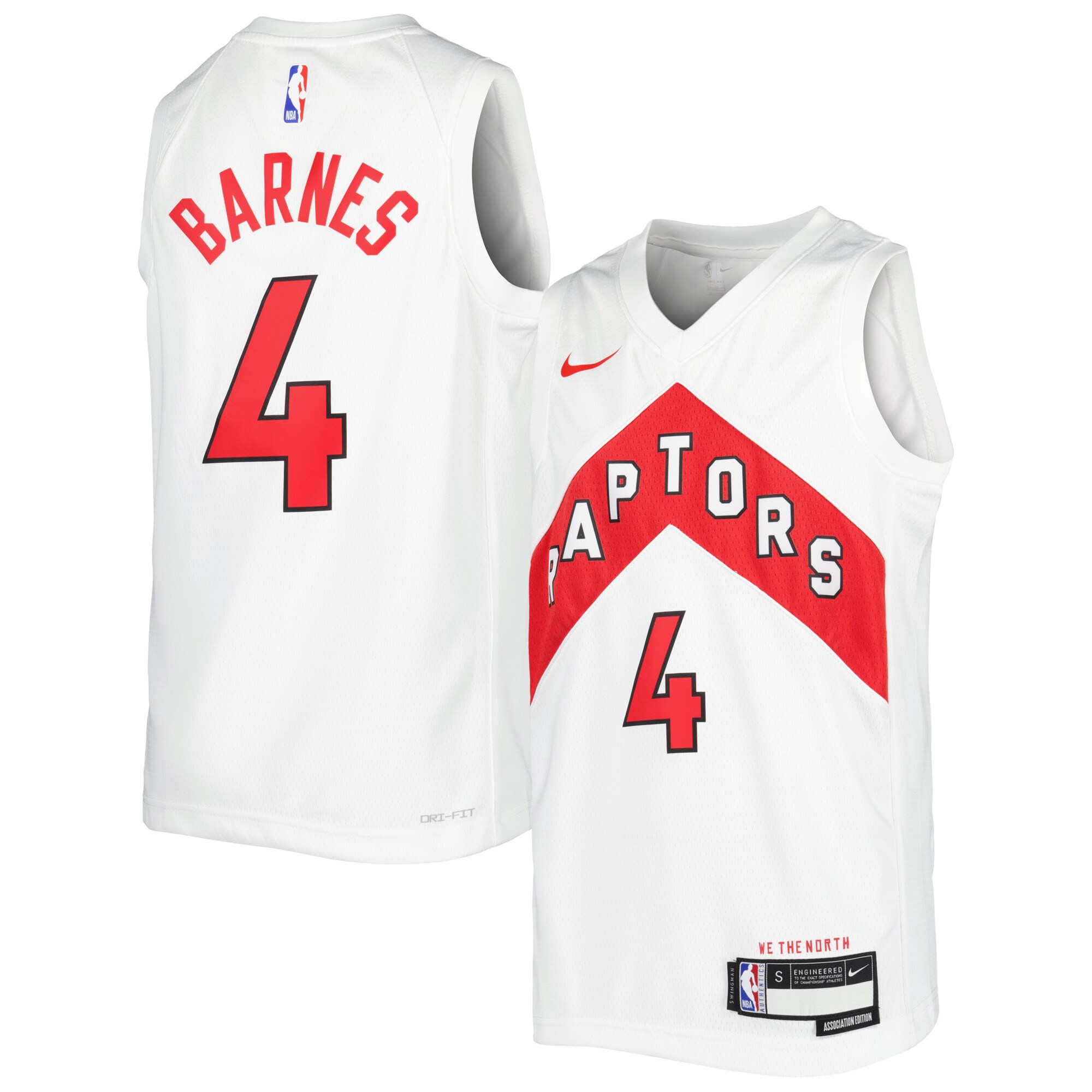 NBA youth toronto raptors scottie barnes nike white swingman jersey – association edition Collection - Official Jerseys & Hats | NBA Store