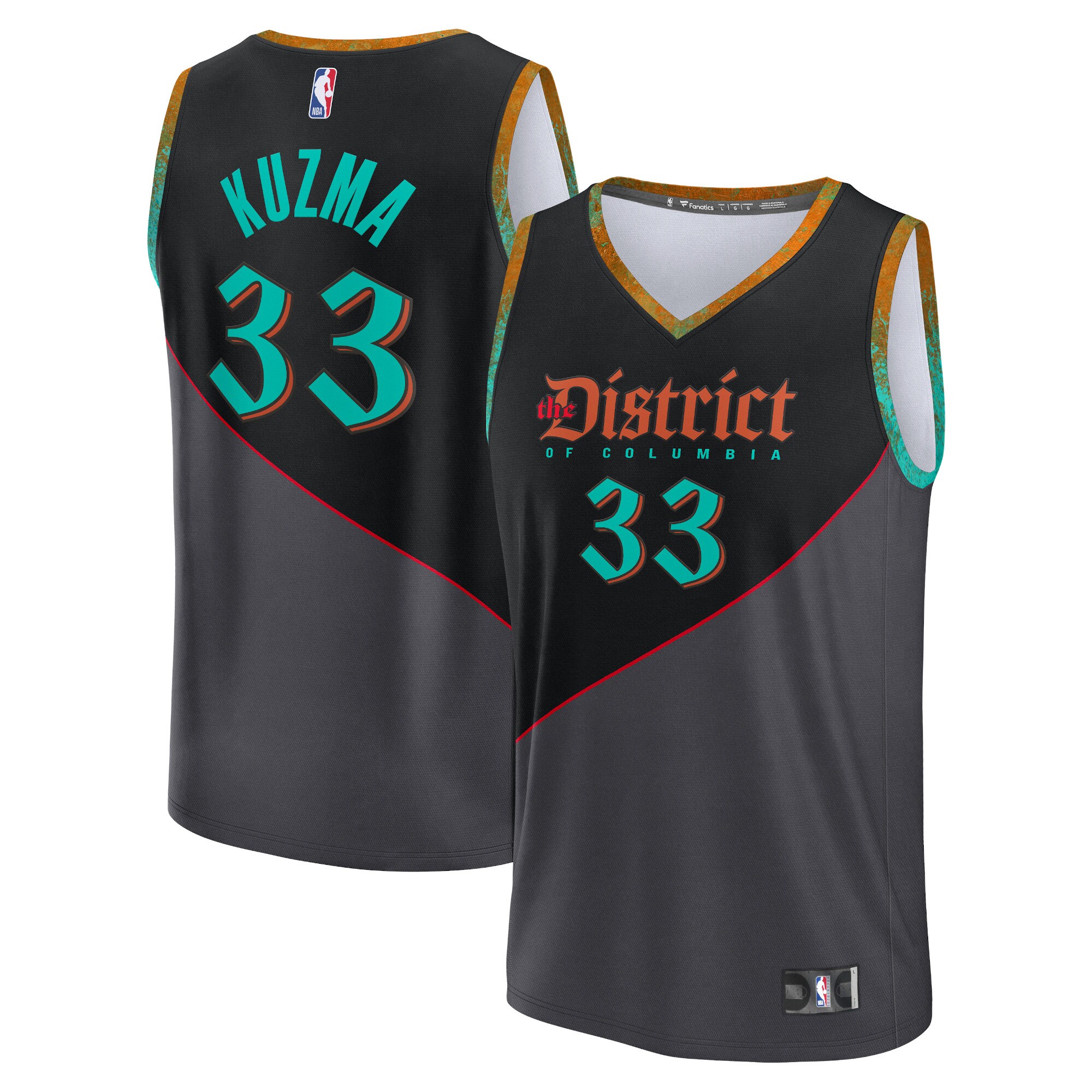 NBA youth washington wizards kyle kuzma fanatics black 202324 fast break jersey – city edition Collection - Official Jerseys & Hats | NBA Store