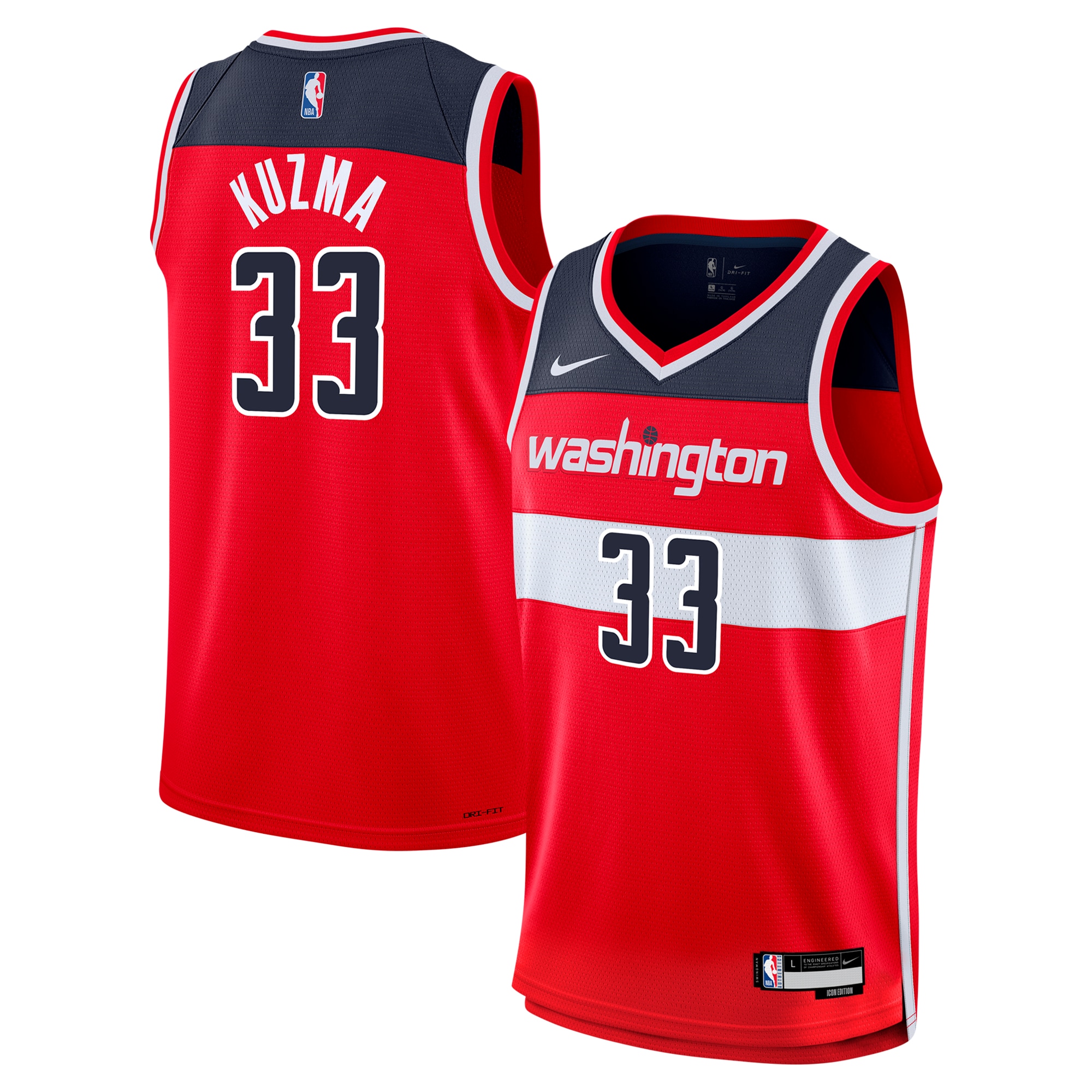 NBA youth washington wizards kyle kuzma nike red swingman jersey – icon edition Collection - Official Jerseys & Hats | NBA Store